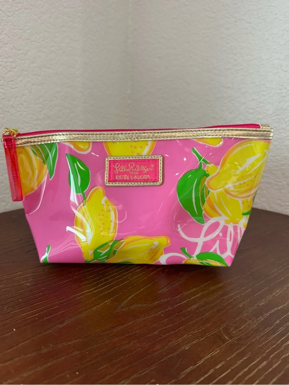 Lilly Pulitzer Estée Lauder Pink & Yellow Lemon Makeup Bag Pouch